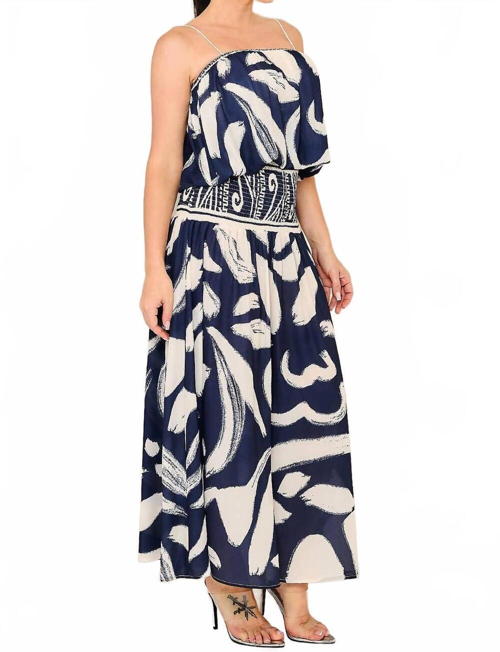 NEW HER BOTARRI night garden top & skirt set in navy/cream - Picture 2 of 4